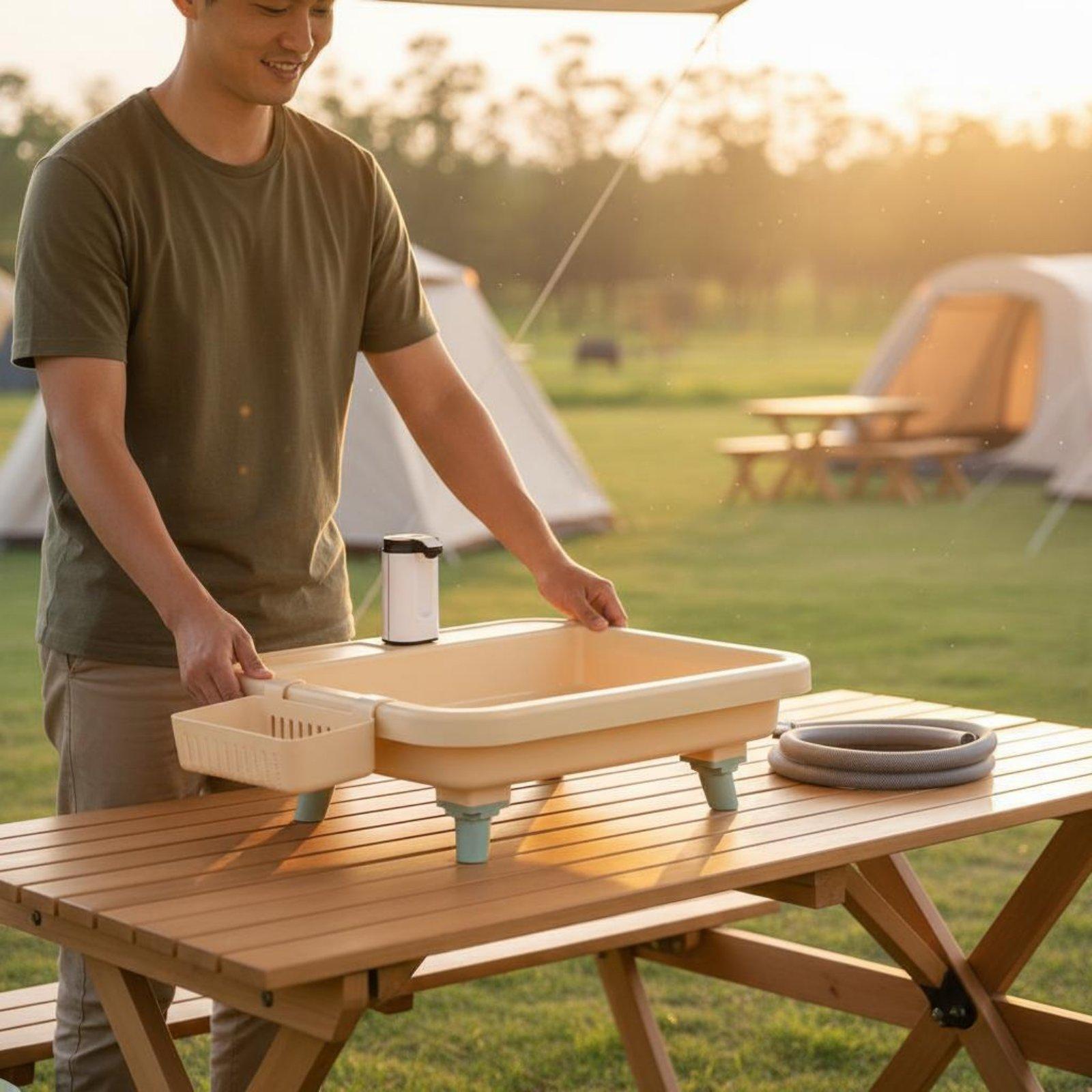 Outdoor Adventures - Draagbare kampeerspoelbak met ingebouwde kraan en