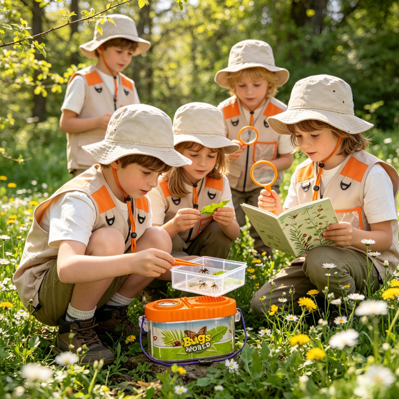 Outdoor Adventure Kit For Boys - Kinderavontuurset met vergrootglas, lichtgewicht wetenschapset, natuurvliegenvanger-kampeerset