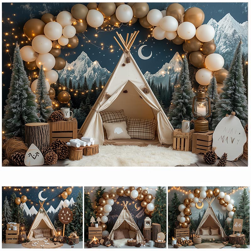 Outdoor Adventure Background - LS Night Camping Fotografie Achtergrond Bos