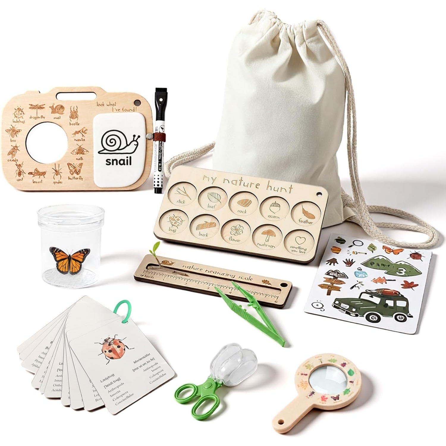 Outdoor Adventure Kit For Boys - Insectenvangset voor kinderen met insectenbox, leerkaarten