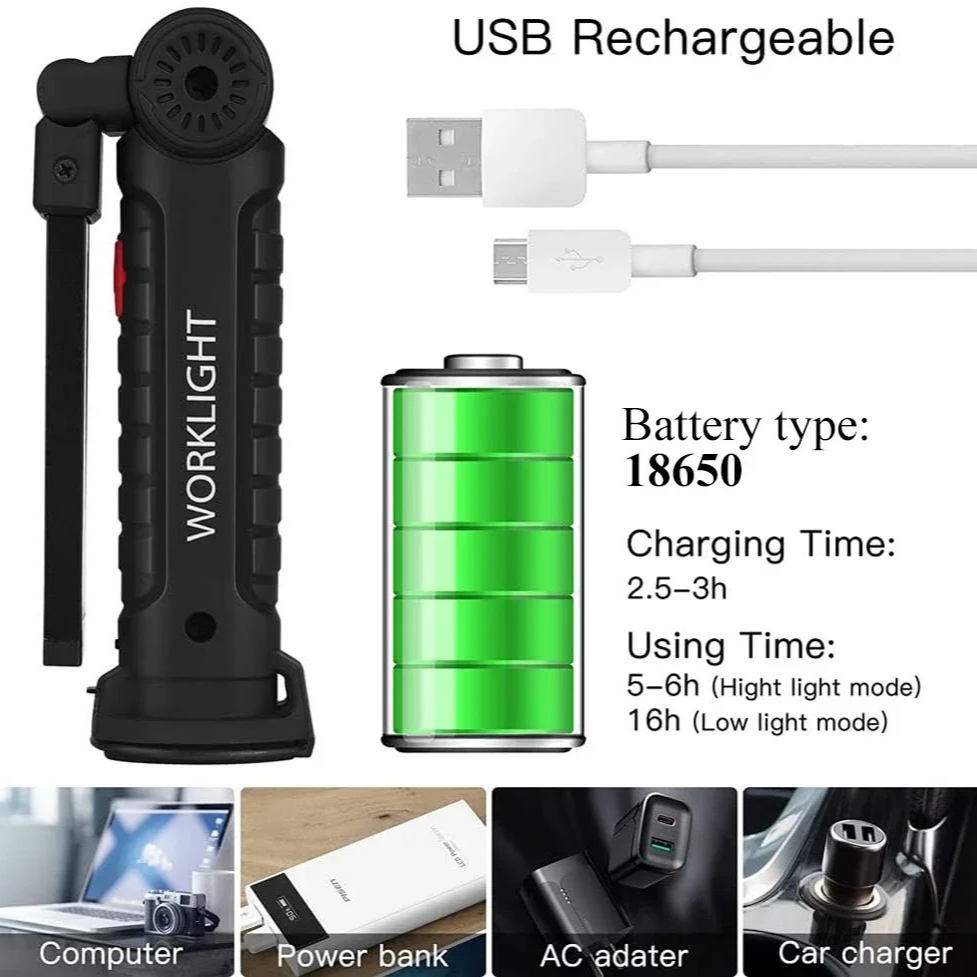 Draagbare COB LED-zaklamp USB  - Outdoor Adventures recensie en prijs