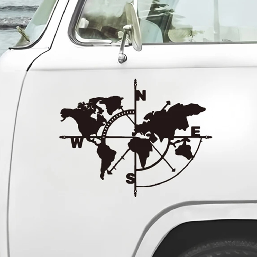 Kompas wereldkaart vinyl stick - Outdoor Adventure Jeep recensie en prijs
